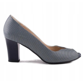 Marco Shoes pompă piele bleumarin + alb albastru marin 2