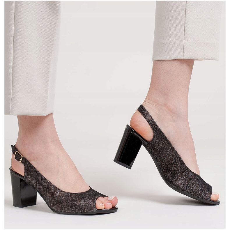 Marco Shoes Sandale negre Marco cu model metalic negru 1