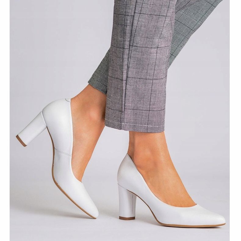 Marco Shoes Pompe clasice din piele albă 1