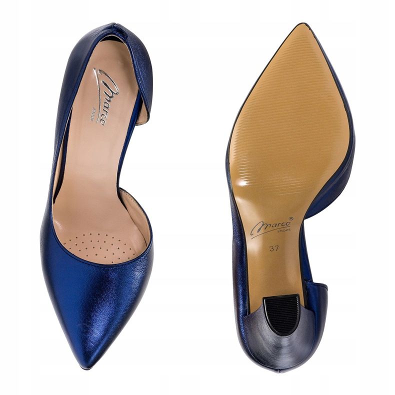 Marco Shoes Încălțăminte de culoare albastru marin cu partea deschisă 1