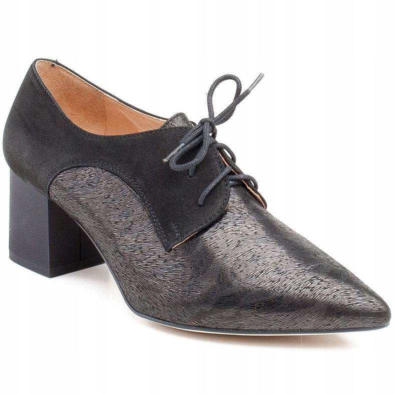 Marco Shoes Pantofi negri cu șiret 1248P din piele de căprioară cu model negru 1