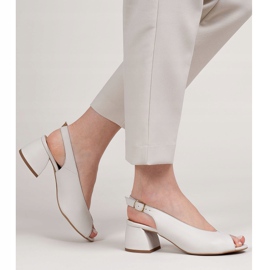 Marco Shoes Sandale din piele albă 1573P cu toc stabil 2