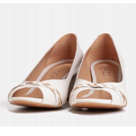 Marco Shoes Pompe din piele albă 1577P cu toc stabil 1