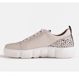 Marco Shoes Adidași bej cu logo Marco pe toc 1