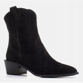 Marco Shoes Ghete cowboy negre din piele intoarsa naturala fara izolatie negru 1