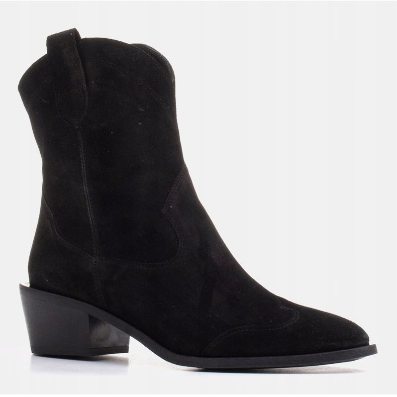 Marco Shoes Ghete cowboy negre din piele intoarsa naturala fara izolatie negru 1