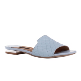 Marco Shoes Papuci de damă eleganți din piele în relief albastru 1