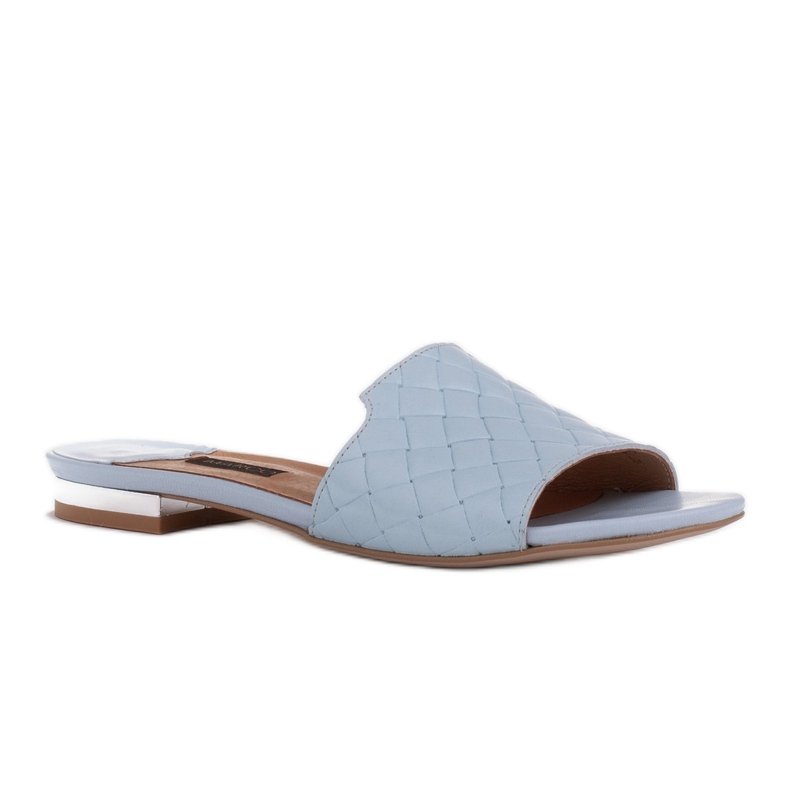 Marco Shoes Papuci de damă eleganți din piele în relief albastru 1