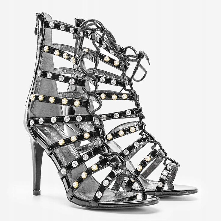 Sandale negre pe stilet The Twist negru 1