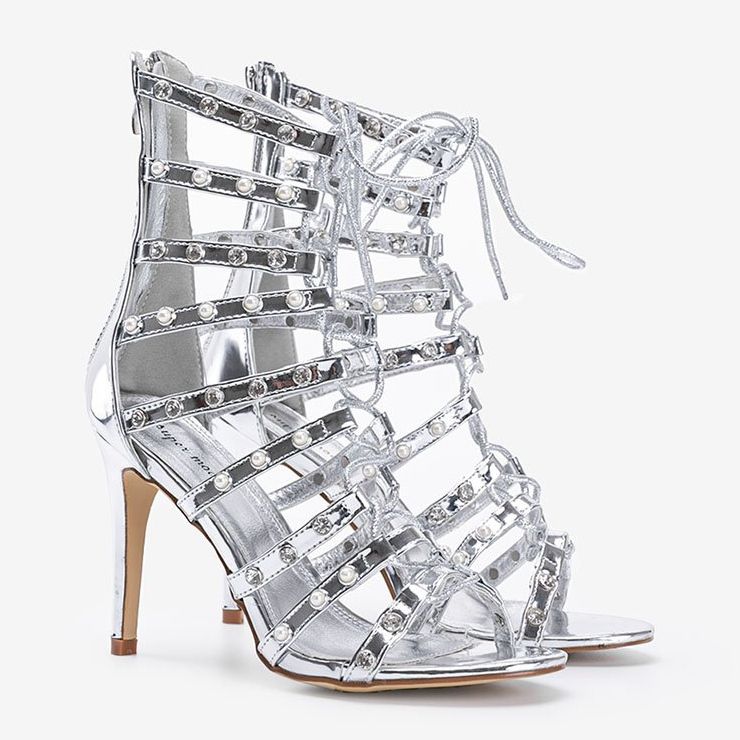 Sandale argintii pe un stiletto The Twist 1