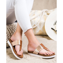 Cm Paris Încălțăminte confortabilă din piele ecologică maro de aur 1