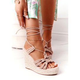 SEA Sandale cu picioare legate cu nud împletit Run The World bej 2