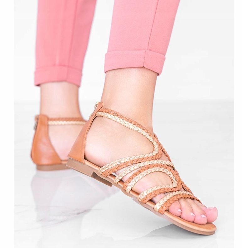 Sandale de dama Velvet Night camel maro de aur 1