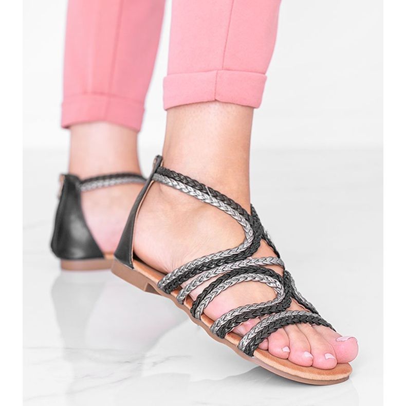 Sandale de dama Black Velvet Night negru 1