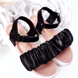 FR1 Sandale negre pentru copii, cu velcro negru 1