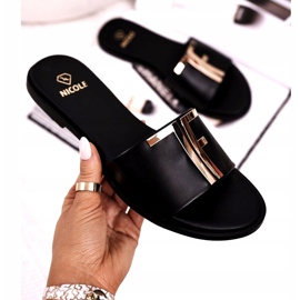 Papuci de damă eleganți negri Nicole Dilmah negru 2