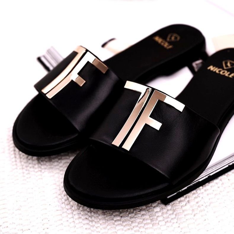 Papuci de damă eleganți negri Nicole Dilmah negru 5