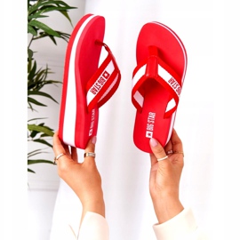 Flip-flops de dama pe pană Big Star HH274A095 Roșu alb 1