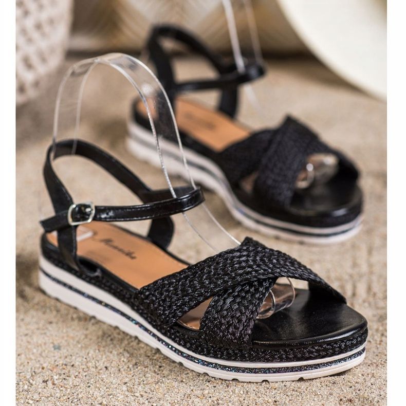 Mannika Sandale negre pe platformă negru 1