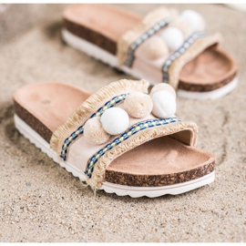 SHELOVET Papuci la modă cu pompe bej 1