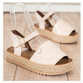 SHELOVET Sandale Espadrile Cu Piele Eco bej 2