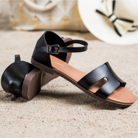 Ideal Shoes Sandale clasice din piele ecologică negru 1