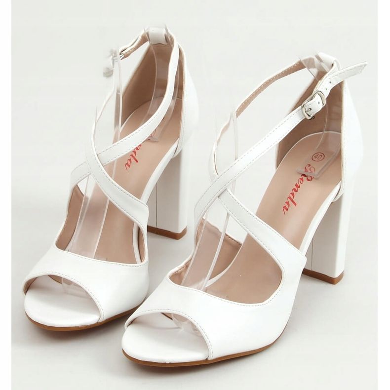 Sandale cu toc alb S-837 Alb 1