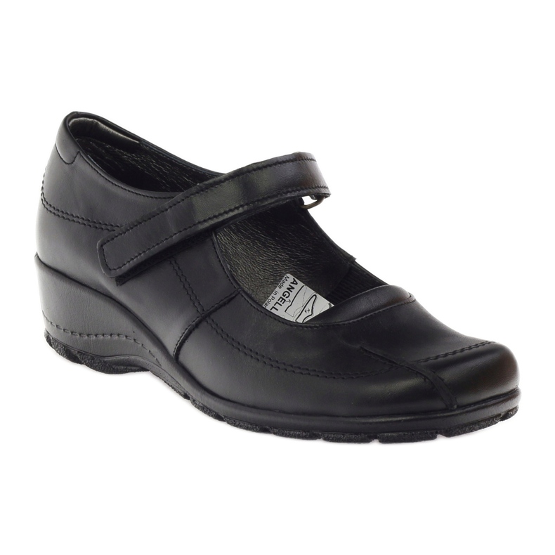 Pompi pe pană piele naturală Angello 371 negru 1