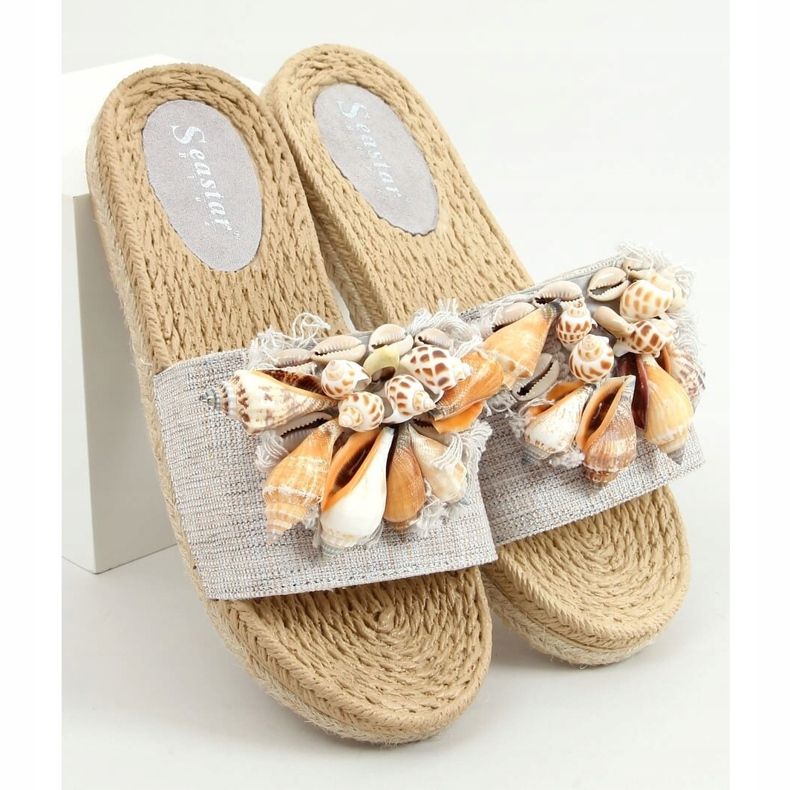 Gri YQ228P Papuci gri cu scoici 1 Gri YQ228P Papuci gri cu scoici 1