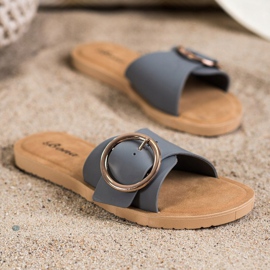 Bona Papuci cu cataramă decorativă gri 1