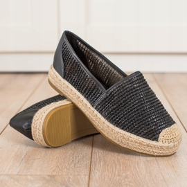 Coura Espadrile împletite negru 1