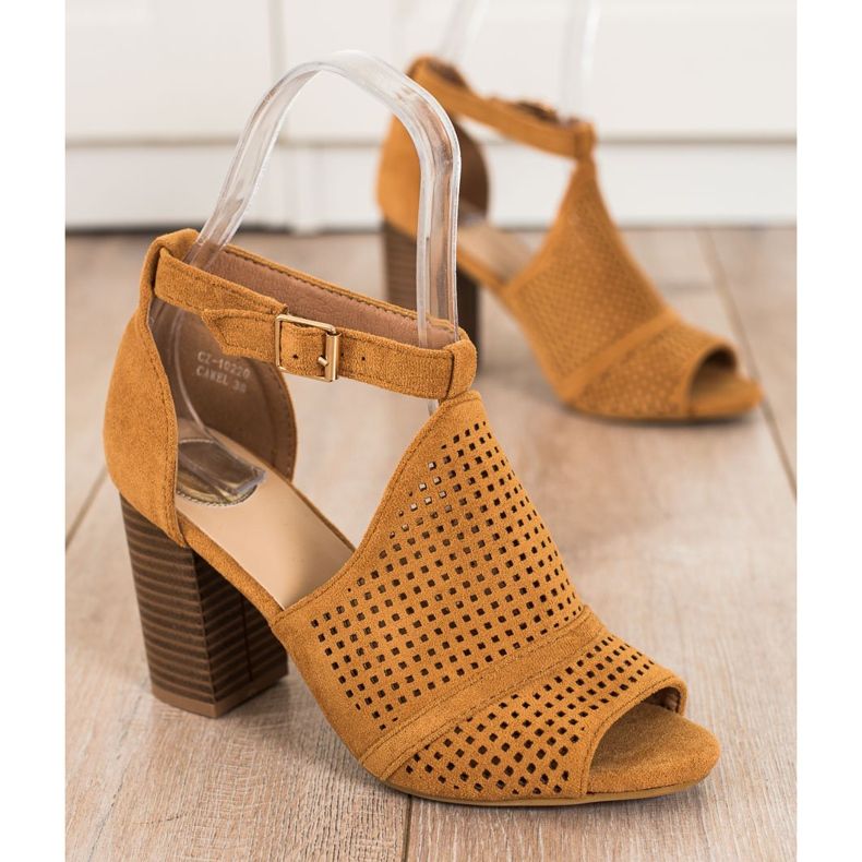SHELOVET Sandale ajurate încorporate maro 1