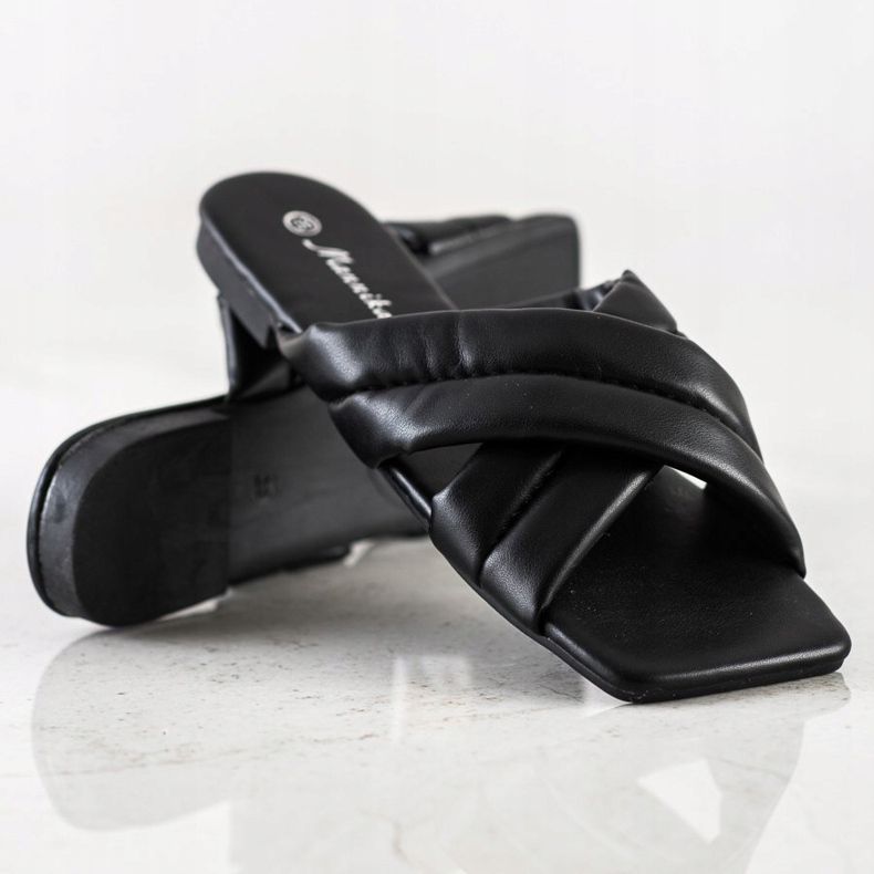 Mannika Papuci confortabili din piele ecologică negru 1