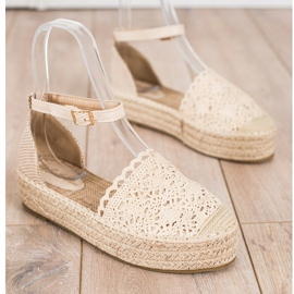 Sixth Sense Espadrile cu insertie din dantela bej 1 Sixth Sense Espadrile cu insertie din dantela bej 1