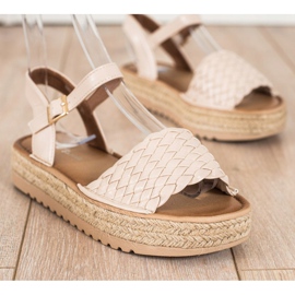 SHELOVET Sandale Espadrille împletite bej 1