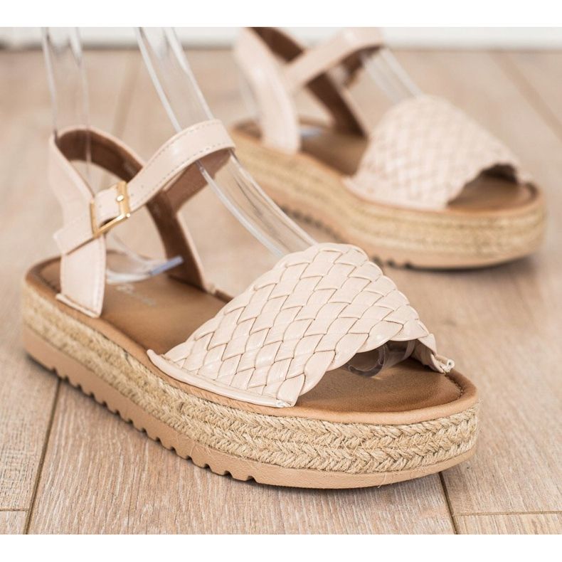 SHELOVET Sandale Espadrille împletite bej 1