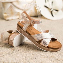 Bestelle Sandale pe platforma Glitter de aur 1