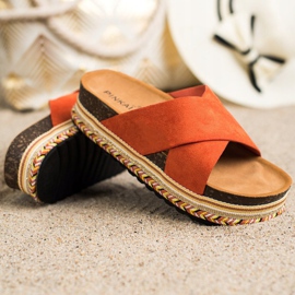 SHELOVET Papuci portocalii cu piele de căprioară portocale 1