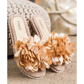 SHELOVET Papuci Bej Cu Floare 1