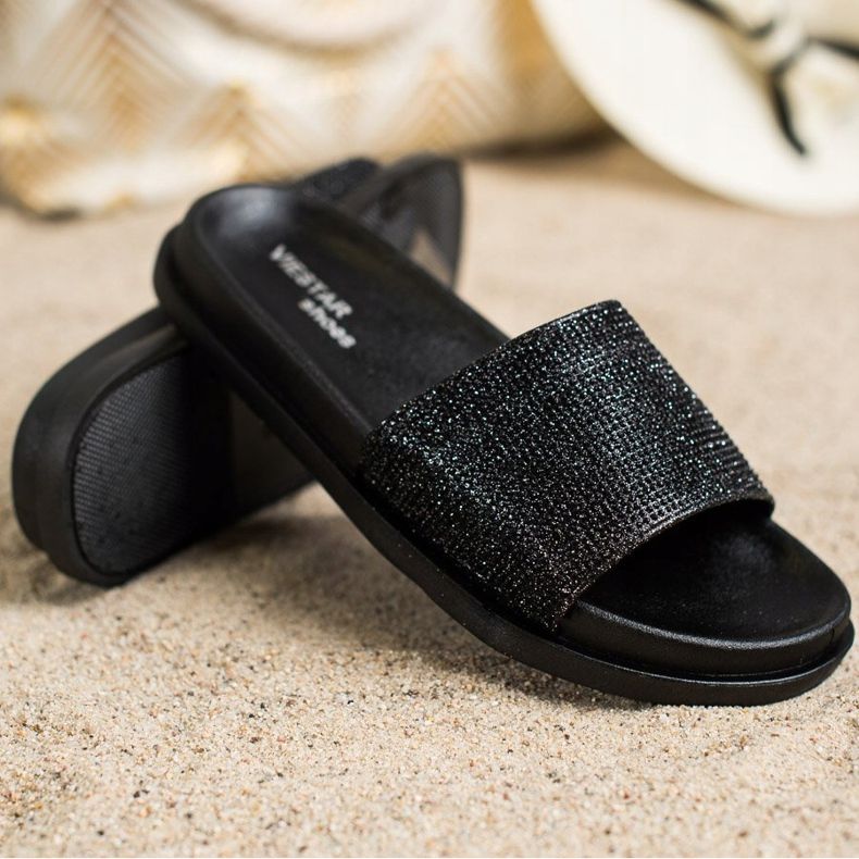 SHELOVET Papuci negri strălucitori negru 1