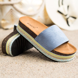 SHELOVET Papuci confortabili din piele intoarsa albastru 1