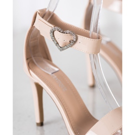 Diamantique Sandale pe toc înalt cu podoabe bej 1