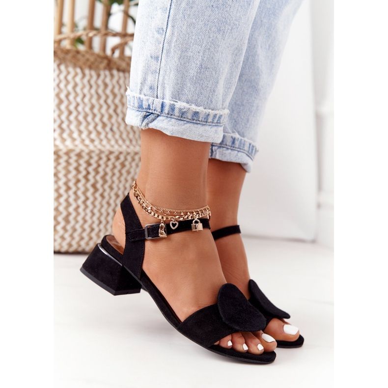 Sandale cu toc înalt din piele de căprioară Maciejka 5198A-01 Negru 1