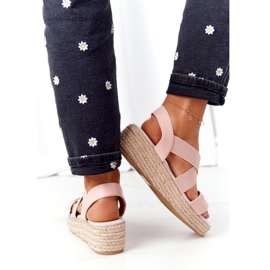 Sandale cu pană cu nervuri Big Star HH274413 Roz 3