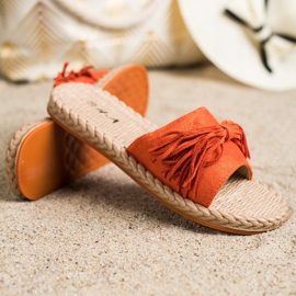 SHELOVET Papuci Cu Franjuri portocale 1
