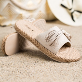 SHELOVET Papuci Cu Franjuri bej 1