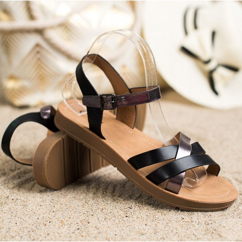 Cm Paris Sandale confortabile din piele ecologică negru 1