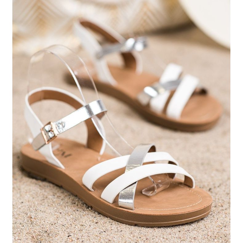 Cm Paris Sandale confortabile din piele ecologică alb 1