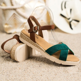 SHELOVET Sandale casual cu cataramă maro verde 1