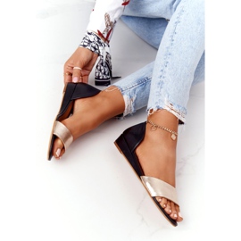 Sandale din piele Maciejka 1971-46 negru și auriu de aur 1